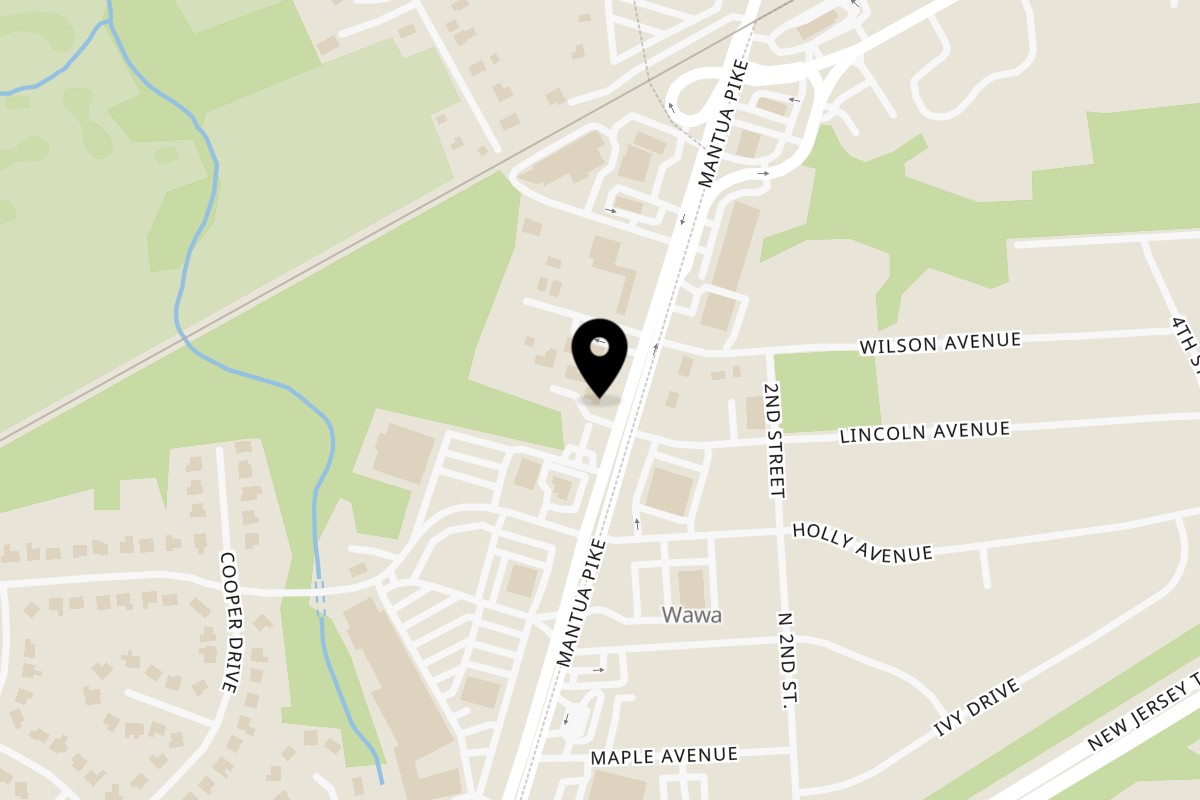 Map showing the location of Southwood Bar on 859 Mantua Pike in Woodbury